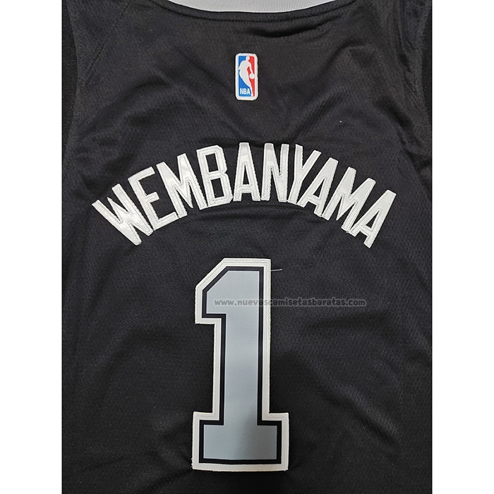 Camiseta San Antonio Spurs Victor Wembanyama NO 1 Statement 2022-23 Negro